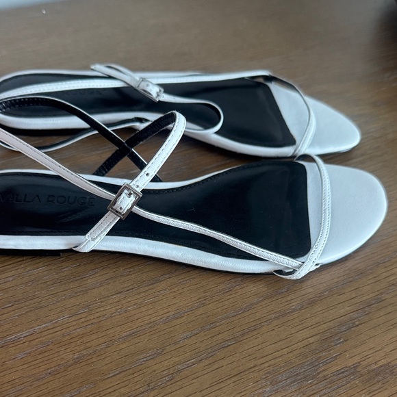 New Villa Rouge Porsche Leather White Strappy Sandals - Picture 3 of 5